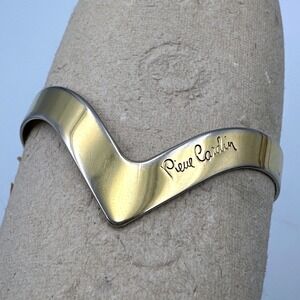 Pierre Cardin Bracelet Chevron V Shape Bangle Cuff Gold Tone